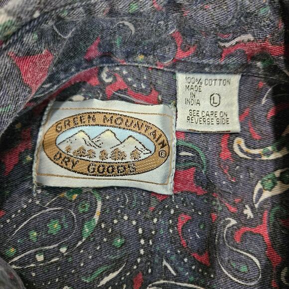 Green Mountain Dry‎ Goods Men's Large Paisley Print Button Down Shirt VTG - Picture 4 of 6